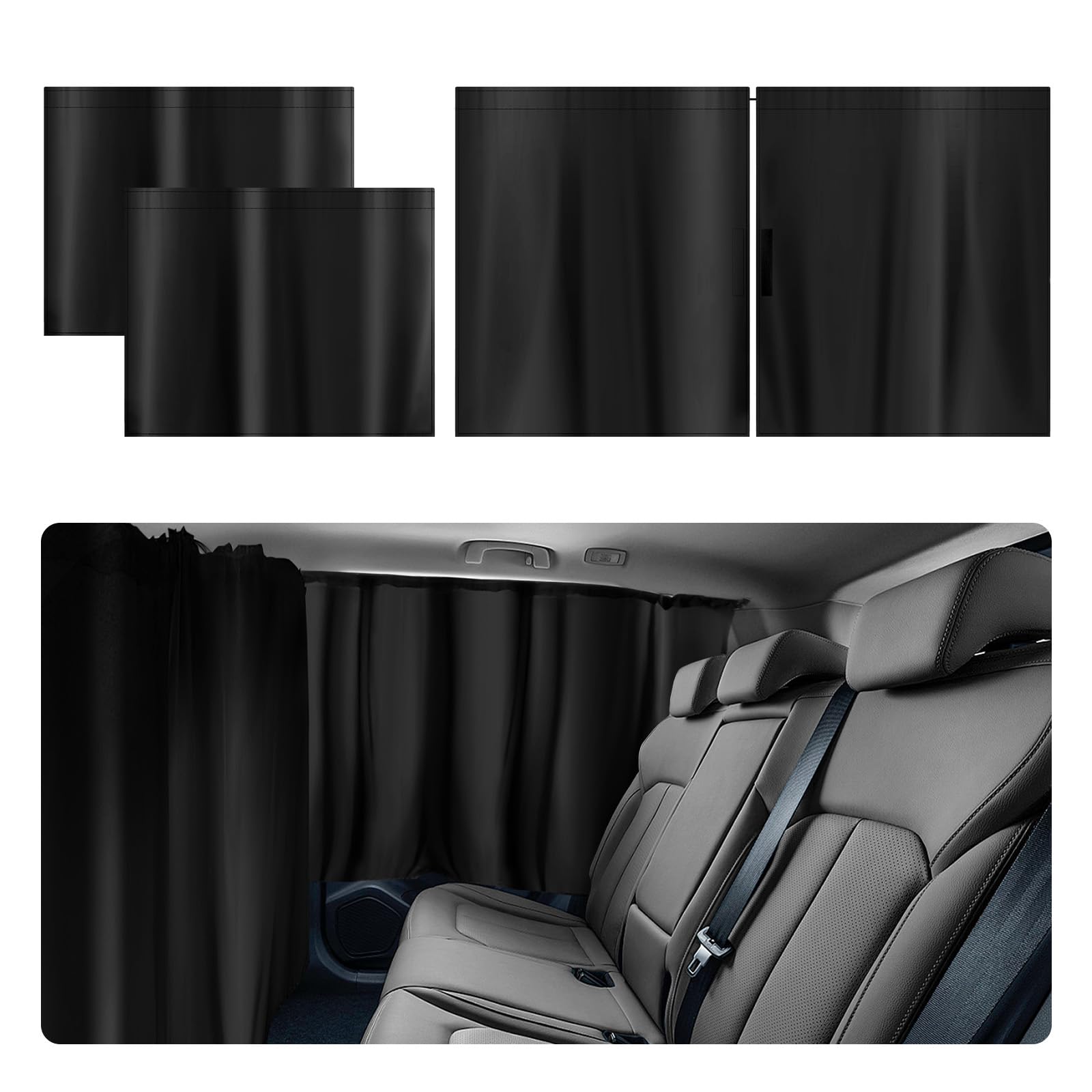 Photo 1 of 3PCS Larger Size Car Window Shades,Upgraded Car Curtains for Blocking Sunlight & Providing Privacy Protection,Essential Cars Privacy Curtains Includes Rear Window & Divider Curtain
