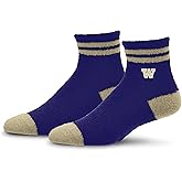 For Bare Feet NCAA WASHINGTON HUSKIES Cozy Two Stripe Quarter Sock Team Color OSFM