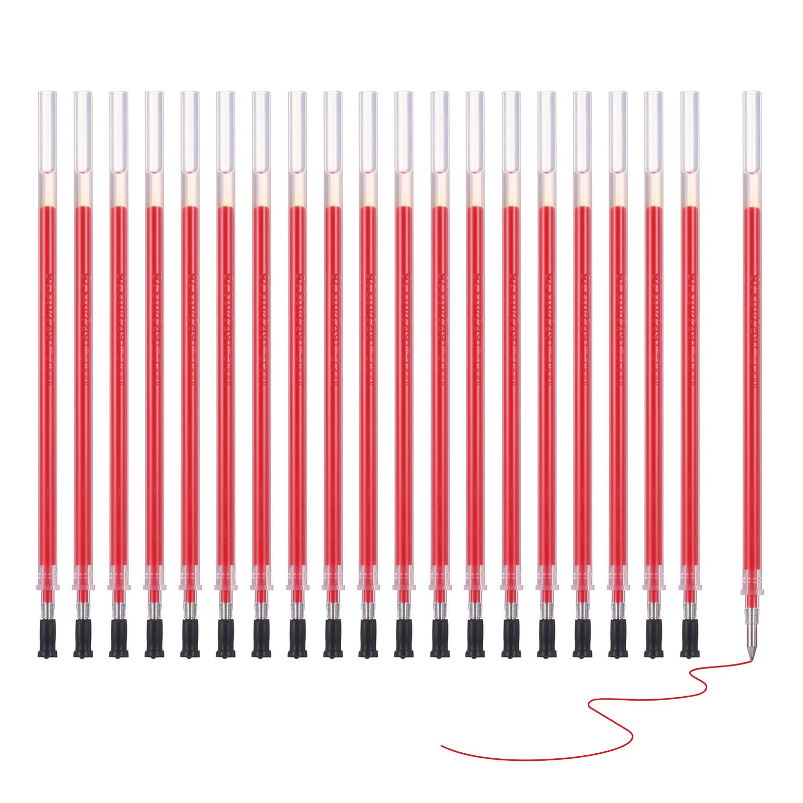 M&G Gel Pen Refills 0.5mm Fine Point, 20 Pack Quick Drying Smooth Red Gel Ink Pen Replace Refills for Retractable Pen Click, Office Study Classroom Supplies, 5.1"