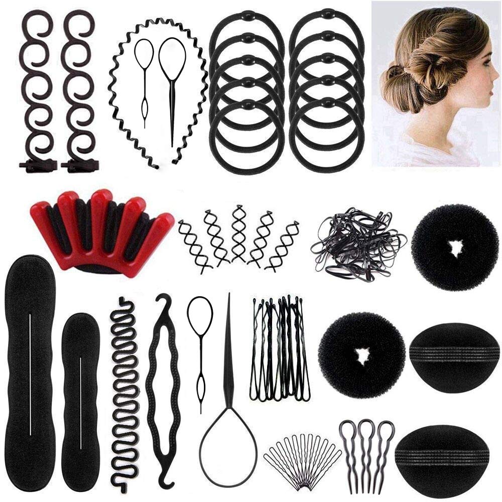 OBSCYON 27Pcs Hair Styling Set, Hair Design Styling Tools, DIY Accessories Hair Modelling Tool Kit Magic Fast Spiral Hair Braid Braiding Tool for Women and Girls: Beauty