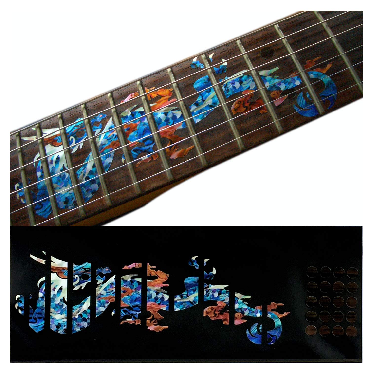 Inlaystickers Inlay Sticker Fret Markers for Guitars - Dragon - Abalone Blue F-069DR-BL