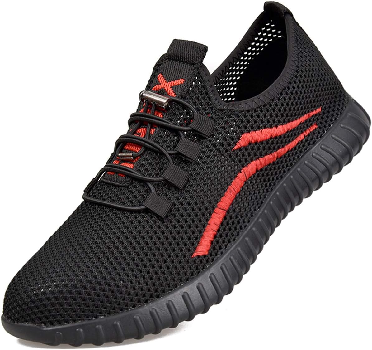 SUADEX Work Safety Steel Toe Shoes for Women Men Lightweight Indestructible Construction Shoes Tennis Sneakers BlackRed 13.5 Women / 12 Men