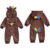 BemeyourBBs Newborn Baby Boy Girl Thanksgiving Outfit Turkey Hooded Romper Jumpsuit One Piece Outfit Infant Fall Clothes