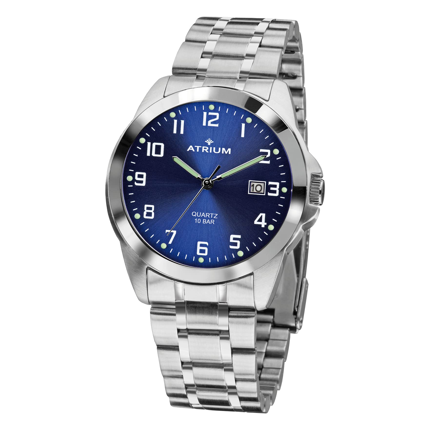 Atrium stainless steel men's watch, 10 bar, robust, with date, A16 - 35