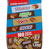 Snickers, Twix, Milky Way & 3 Musketeers Minis Chocolate Candy Bars Variety Pack, Bulk Bag, 180 ct.