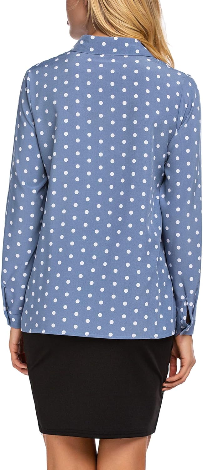 Zeagoo Women's Button Down Shirt Long Sleeve Collared Tops Chiffon Blouse for Women: Clothing