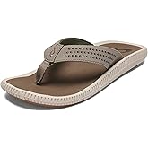 OLUKAI Ulele Men's Beach Sandals, Water Resistant Flip Flops, Arch Support & Comfort Fit, Lightweight & Durable, Enhanced Grip & Traction