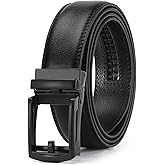 GAEKEAO Ratchet Belt for Men Genuine Leather 1 3/8" - Micro-Adjust Buckle Trim to Fit Dress Belt Casual to Formal Gift Boxed