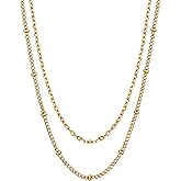 AILPIWE Layered Gold Necklaces for Women, 18K Gold Plated Dainty Paperclip Box Cuban Satellite Chain Necklace Set, Simple Gold Necklace Stack for Women