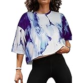 Summer Crop Tops for Womens Casual Half Sleeve Top Loose Fit Short Sleeve T Shirts Workout Oversized Tees
