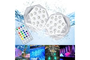 SUNY SMILING Pool Lights, Rechargeable Submersible LED Lights with Suction Cups & Remote Control IP68 Waterproof Pool Lights for Above Ground Pools 16 Color Underwater Lights for Pool Pond Hot Tub Aquarium(2 Pcs)