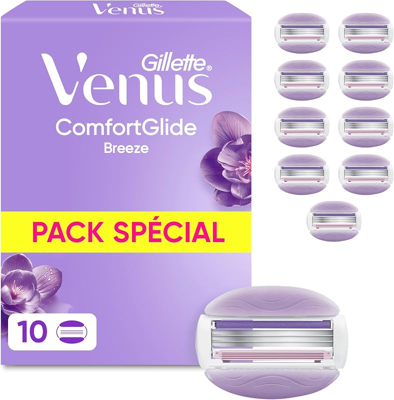 Lames de Rasoir Femme, 10 Rechanges ComfortGlide Breeze