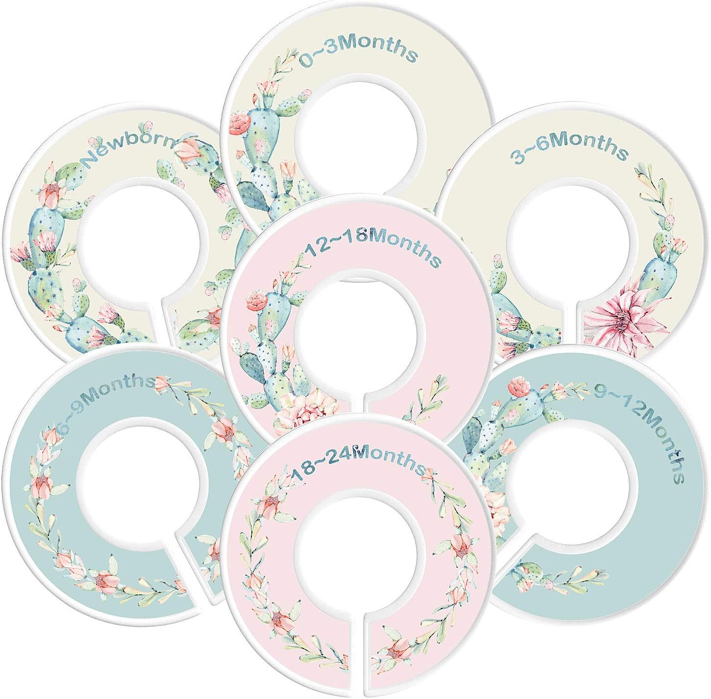 Baby Closet Dividers By Hombae– Set Of 7 Double-Sided Pattern Closet Dividers Sized From Newborn To 18-24 Months– Perfect Nursery Décor & Closet Organizer For Baby Boy & Girl– Unique Succulent Designs