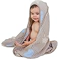 HardNok Ultra-Soft Muslin Baby Hooded Towel - 32 x 32 Inches, Ideal for Bath & Beach, Suitable for Both Boys & Girls from Newborns to Toddlers（Ocean Coffee