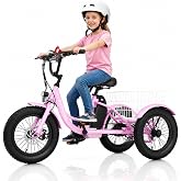 MOONCOOL Youth Electric Tricycle for Ages 6-12, 16 Inch 250W E-Trike | For Riders 3'9"-4'9", 262Wh Removable Battery, Up to 40 Miles, 16x3.0 Fat Tires, Disc Brake, LCD, Basket &amp; Low Step-Through