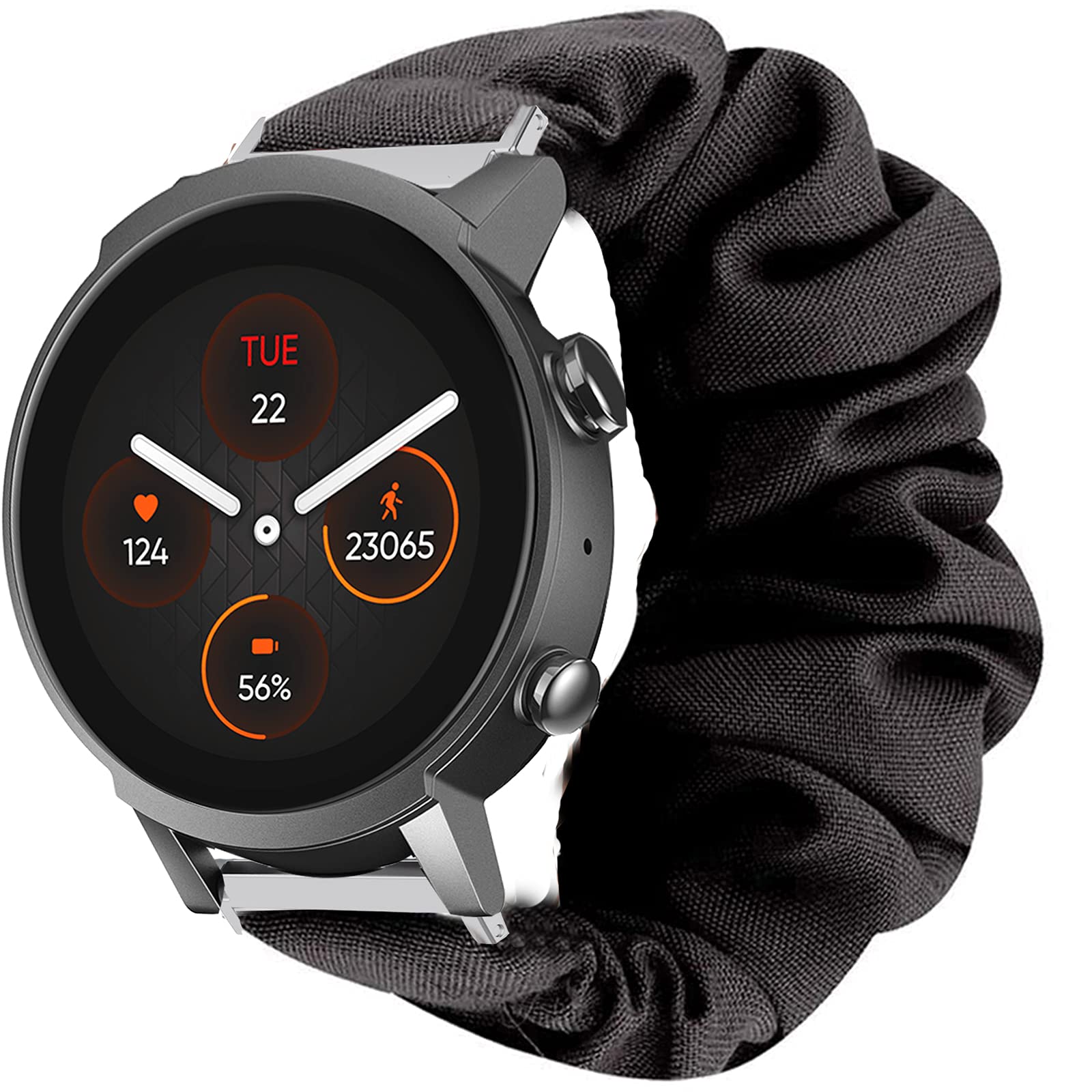 Giaogor Compatible for Ticwatch E3 Band, Fabric Elastic Scrunchie Elastic Women Cute Replacement Straps Compatible for Ticwatch E3 Smart Watch (Black)