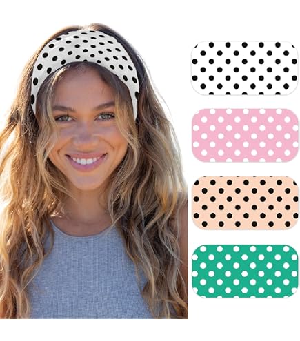 Amazon.com : LYLYNB 2 Pack Black White Headband Set, Polka  display picture 3