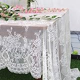 Lace-Tablecloth-Rectangular 60x120-Inch White Embroidered Lace Tablecloth Elegant Birthday Table Decoration Netting Lace Tabl