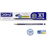 Doms X1 X-Tra Super Dark Pencils 1 Pack - 10 Pencils - 1 Eraser + 1 Sharpner + 1 Protection Cap Free
