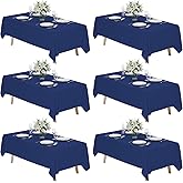 Fixwal 6 Pack Navy Blue Table Cloth for Rectangle Table, 70 x 120 Inch Polyester Fabric Tablecloths Rectangular, Covers 6-8ft for Party, Banquet, Dining, Wedding, Graduation