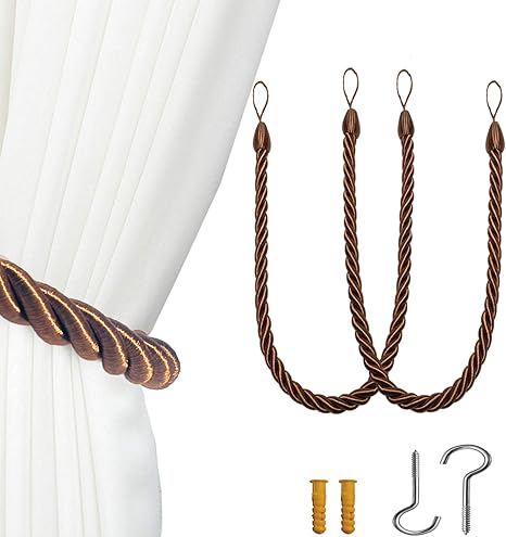 psalms abrazaderas para cortinas cuerdas de cordones brazaletes de tela de punto a mano coffee 2