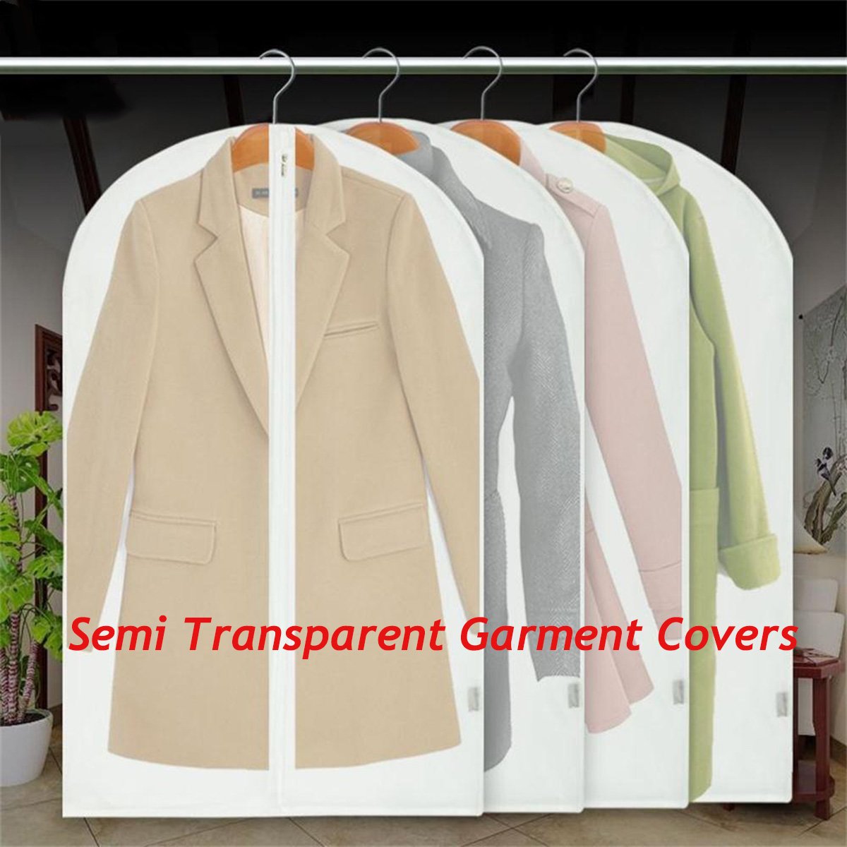 MOT Global PEVA Translucent Garment Covers Bag - Clothes Covers Dustproof Organizer Storage Protector Pack of 6 (4 Medium + 2 Large)