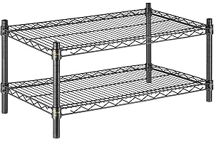 APLSS 18" d x 30" w Black Epoxy Wire Shelving with 2 Tier Shelves, NSF Certified, Height Adjustable, Moist&Dry Environments, for Kitchen Garage Walk-in Cooler&Freezer, 800lbs Capacity