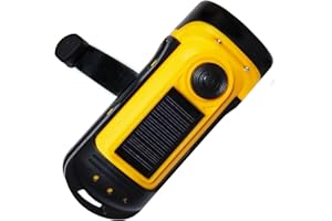 PrimalCamp Hand Crank Solar Powered Flashlight: Rechargeable Survival Gear LED Self Powered Charging Torch & Dynamo - Best fo