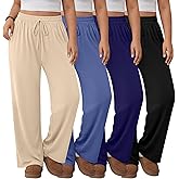 Neer 4 Pack Women's Plus Size Sweatpants Wide Leg Elastic Waist Lounge Yoga Pants Loose Fit Drawstring Jogger with Pockets