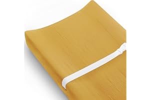 MEOWCARDS Changing Pad Cover for Baby Girls Boys, Muslin Changing Table Pad Covers with Boho Style, Neutral Color Soft and Breathable (Mustard Yellow)
