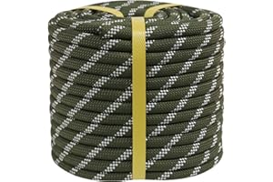 CRAYZA Double Braided Arborist Rigging Rope (1/2 in x 100 ft) Strong Polyester Rope 48 Strands for Tree Work Pulling Swing Sailing, ArmyGreen