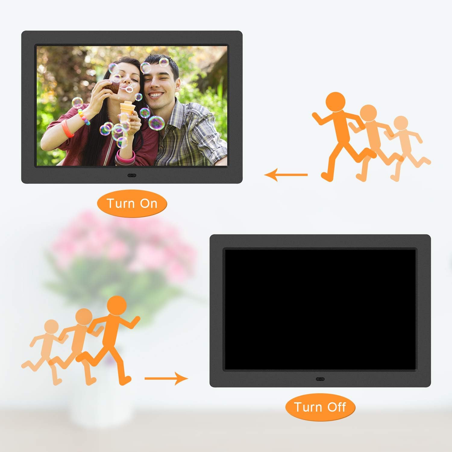 Digital Picture Frame 10.1 Inch Electronic Photo Frames – Vucatimes F10 1280 x 800 HD Display Remote Control Auto Power On and Off Music Video Calendar Support USB SD Card– Black : Electronics
