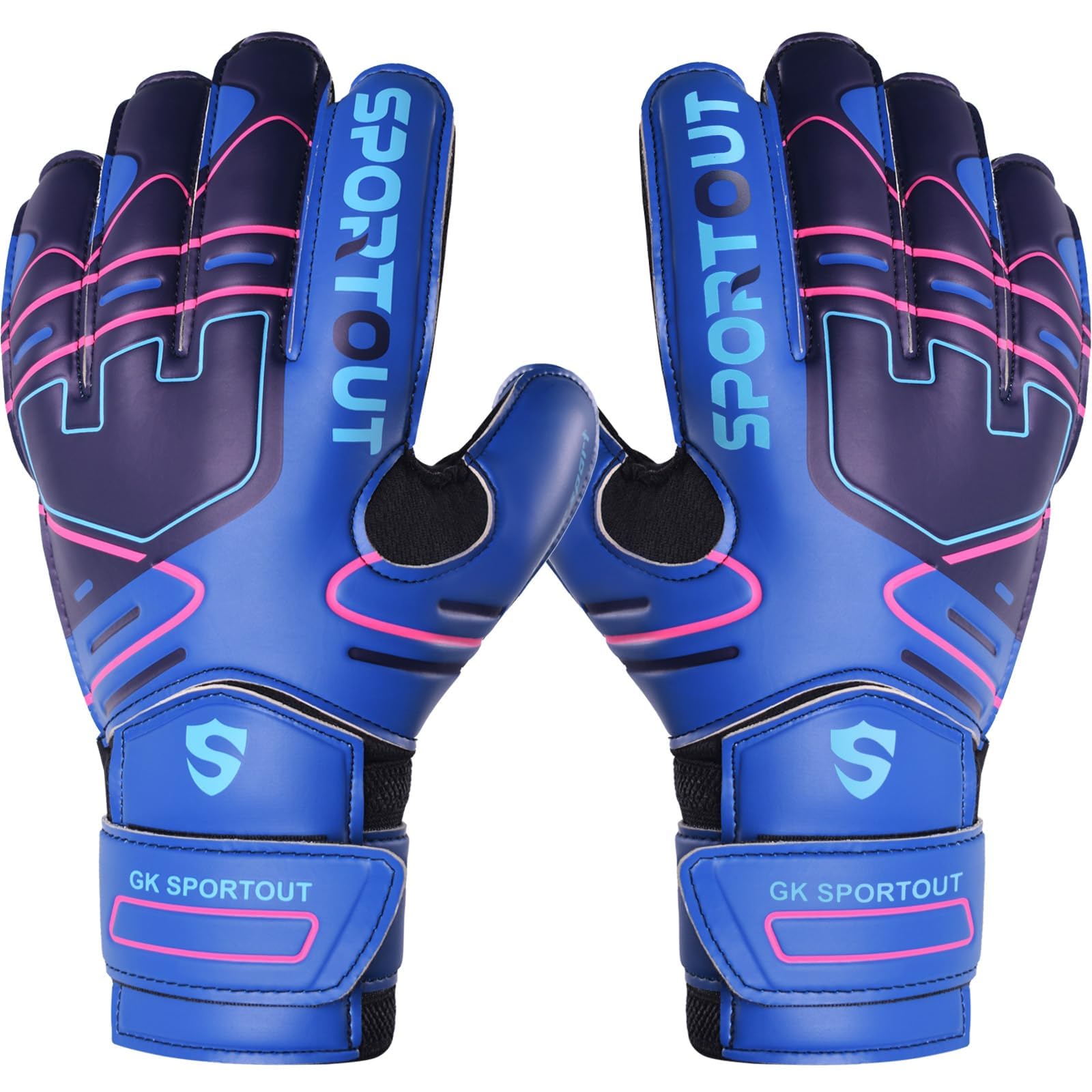 Photo 1 of Sportout Youth&Adult Goalie Goalkeeper Gloves,Strong Grip for The Toughest Saves, with Finger Spines to Give Splendid Protection to Prevent Injuries,4 Colors (Dark Blue, 6)