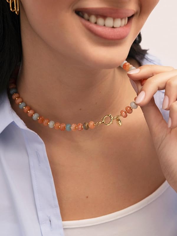 Collier Amber Stones Acier Plaqué Or Bijoux pour femmes