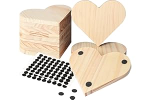 12 Pieces Unfinished Wood Coasters, GOH DODD 4 Inch Wooden Heart Blank Coasters DIY Craft KIT for Wedding, Valentine'Day