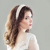 Yolev White Faux Pearl Headbands Bridal Beaded Hair Hoop 14x11.5cm view 5