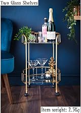 spot on dealz Drinks Trolley Kitchen Island Gold Glass Shelves Four Castors view 6