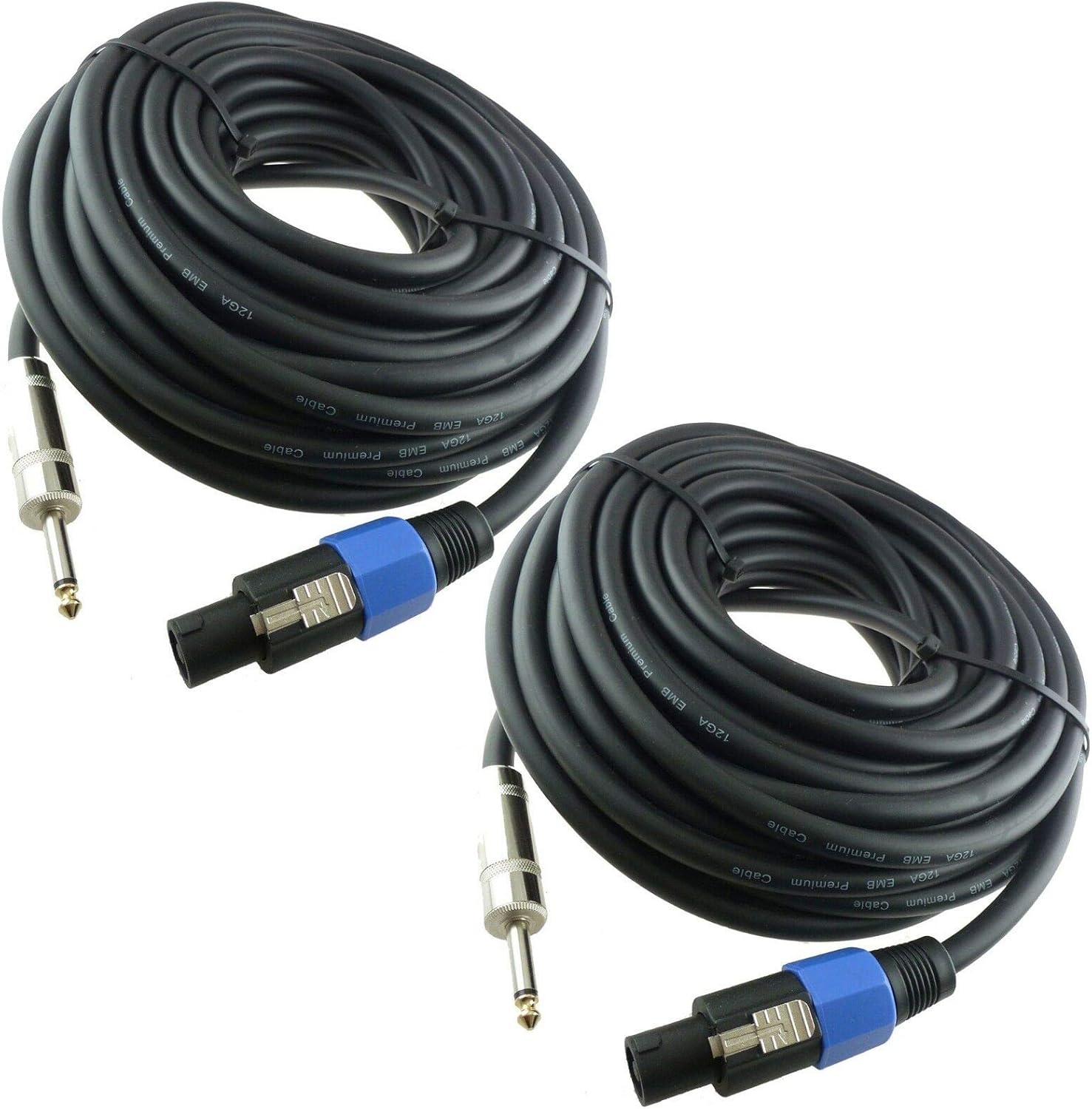 2x 100 FT speakon to 1/4" speaker cable DJ PA CABLE 12