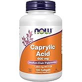 NOW Foods Supplements, Caprylic Acid 600 mg, MCT (Medium-Chain Triglycerides), 100 Softgels
