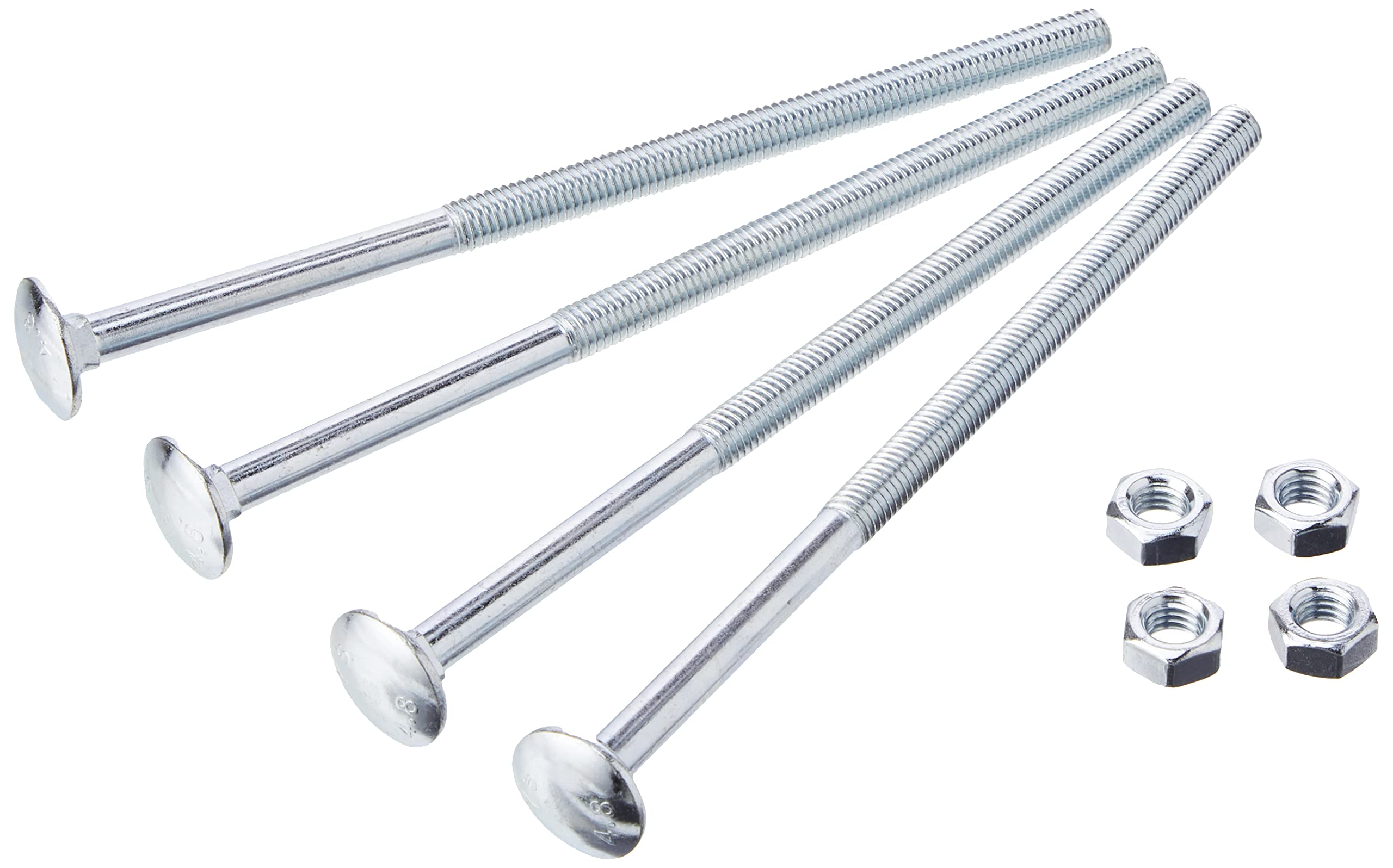 AHCMetric MILD Steel Cup Square Bolts with Nuts (ZINC & Clear) M8 X 160mm (Pack of 4)