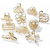 10 Pack Gold Metal Hair Clips, Mini Claw Clips Secure Everyday Hair Accessories for Women and Teens, Strong Hold, Stylish and Versatile
