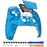 eXtremeRate Clear Blue Touchpad Front Top Shell Compatible with ps5 Controller BDM-010 020 030 040 050, DIY Replacement Shell Custom Touch Pad Cover Compatible with ps5 Controller
