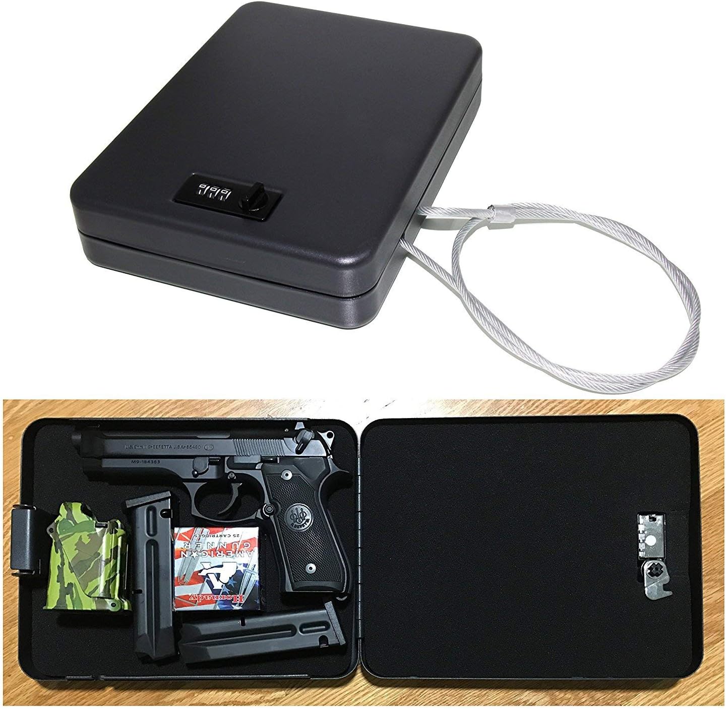 Pack of 2 X-Large Size Handgun Safe Vault Security Pistol Safety Case Combination Lock Box (Combo XL /2PCS)