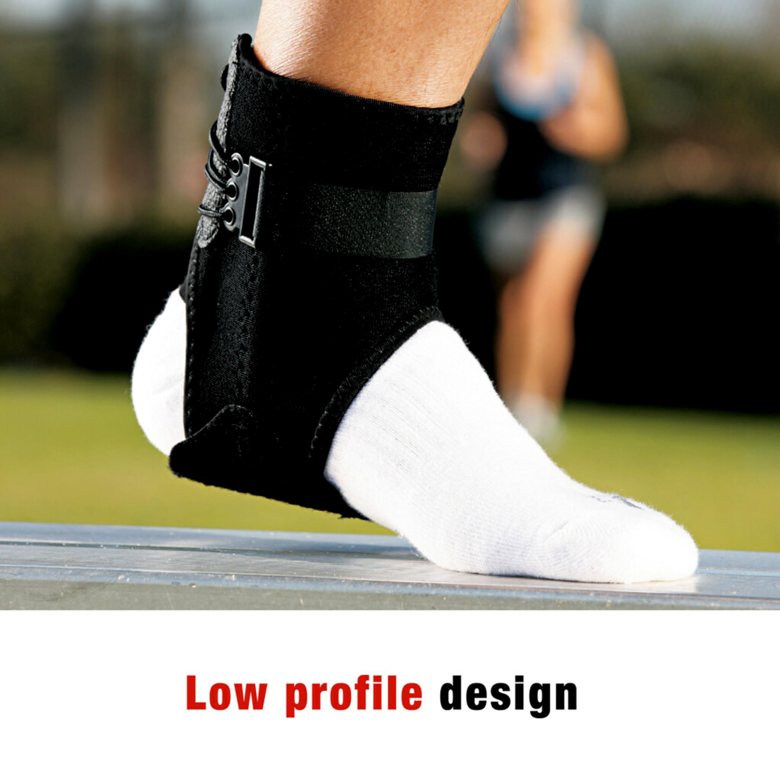 ACE Ankle Brace with Side Stabilizers, Adjustable, Black, 1/Pack