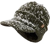 TOP-EX DryKnit™ Waterproof L/XL/XXL Fleece Lined Merino Wool Blend Beanie with Brim Visor Cap Warm Winter Hat for Men Women