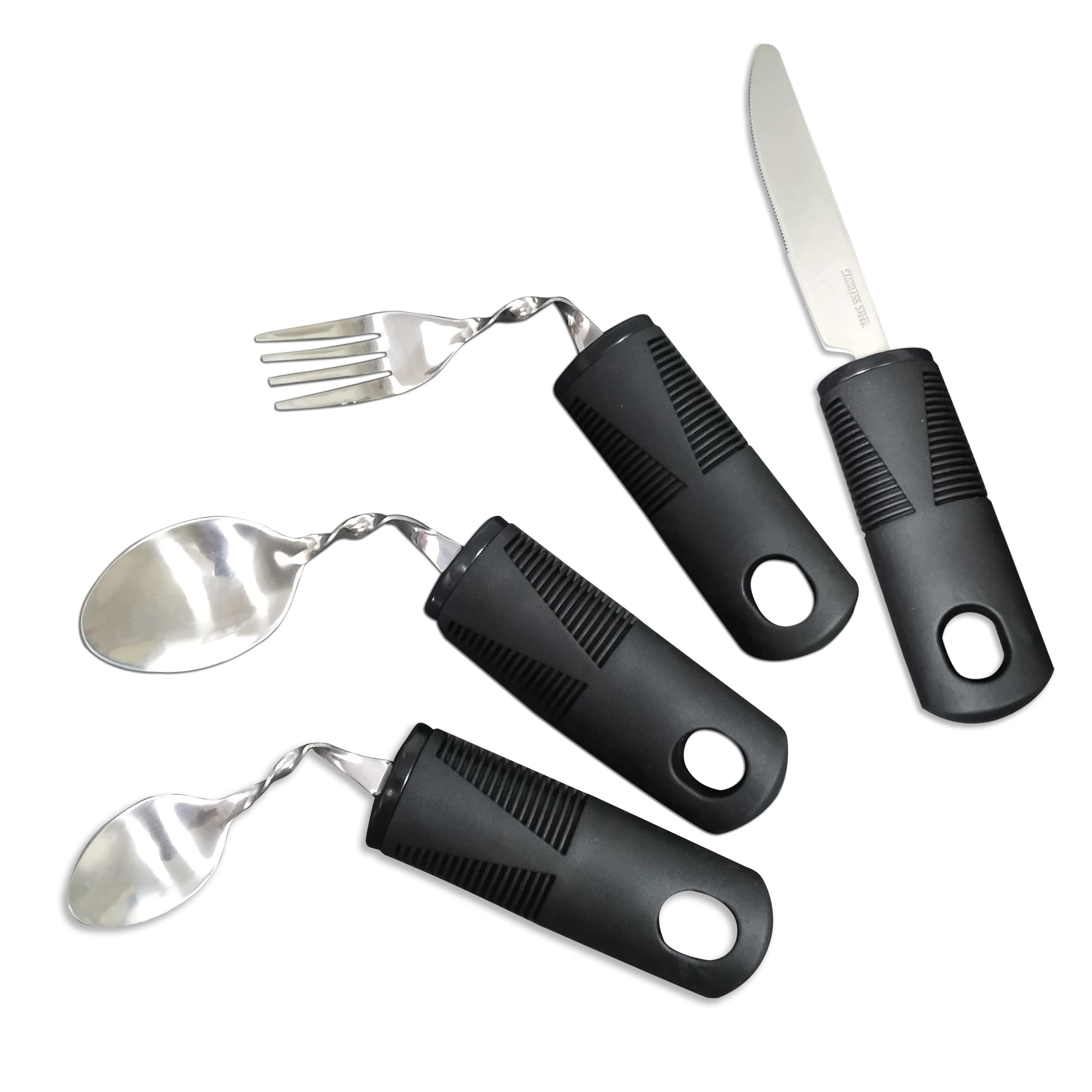 Extra Wide Handles Bendable Easy Grip Cutlery Set, Chunky Handles, Corfort Grips Disability Ideal Dining aid for Elderly Disabled Arthritis Parkinson's Disease Tremors Sufferers