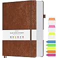 OFFIGIFT College Ruled Notebook, Large B5 Hardcover Leather Journal, 314 Numbered Pages Writing Journal, 100gsm No Bleed Paper, Lined Journal Notebook for Women Men School Office, 7.6'' X 10'', Brown