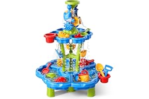 WATUDOU 3 in 1 Water Table for Toddlers 3-5 4-8, Summer Outdoor Beach Outside Backyard Activity Sensory Kids Sand and Water Table, Birthday Party Gifts for Kids Boys and Girls Ages 3 4 5 6 7 8