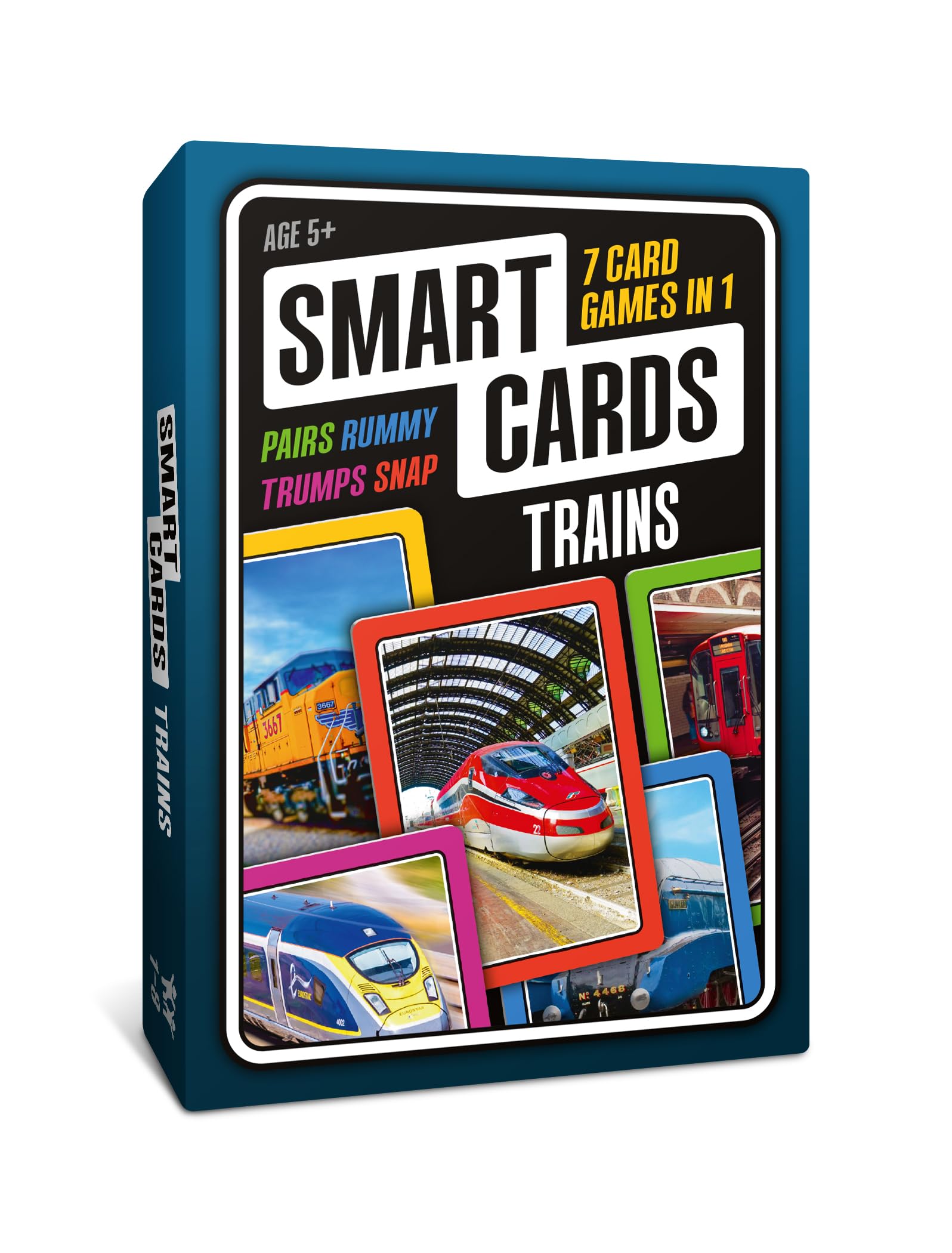 SMART CARDS Trains, Gift, Stocking Filler, Travel Card Game, 7 games in 1, Pairs, Snap, Trumps, Rummy, Memory Quiz, Trivia, Age 5+, 1-8 Players โ image 1