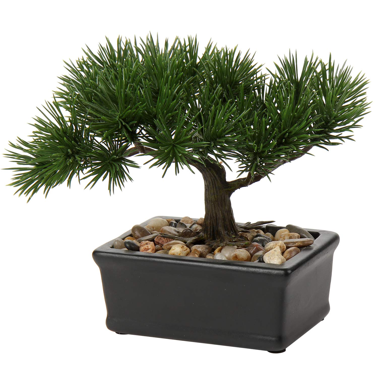 Briful 6.49" Artificial Bonsai Tree Fake Plants Japanese Bonsai Decoration Artificial Plant Indoor Potted Faux Pine Plants for Indoor/Outdoor Home Office Desk Décor